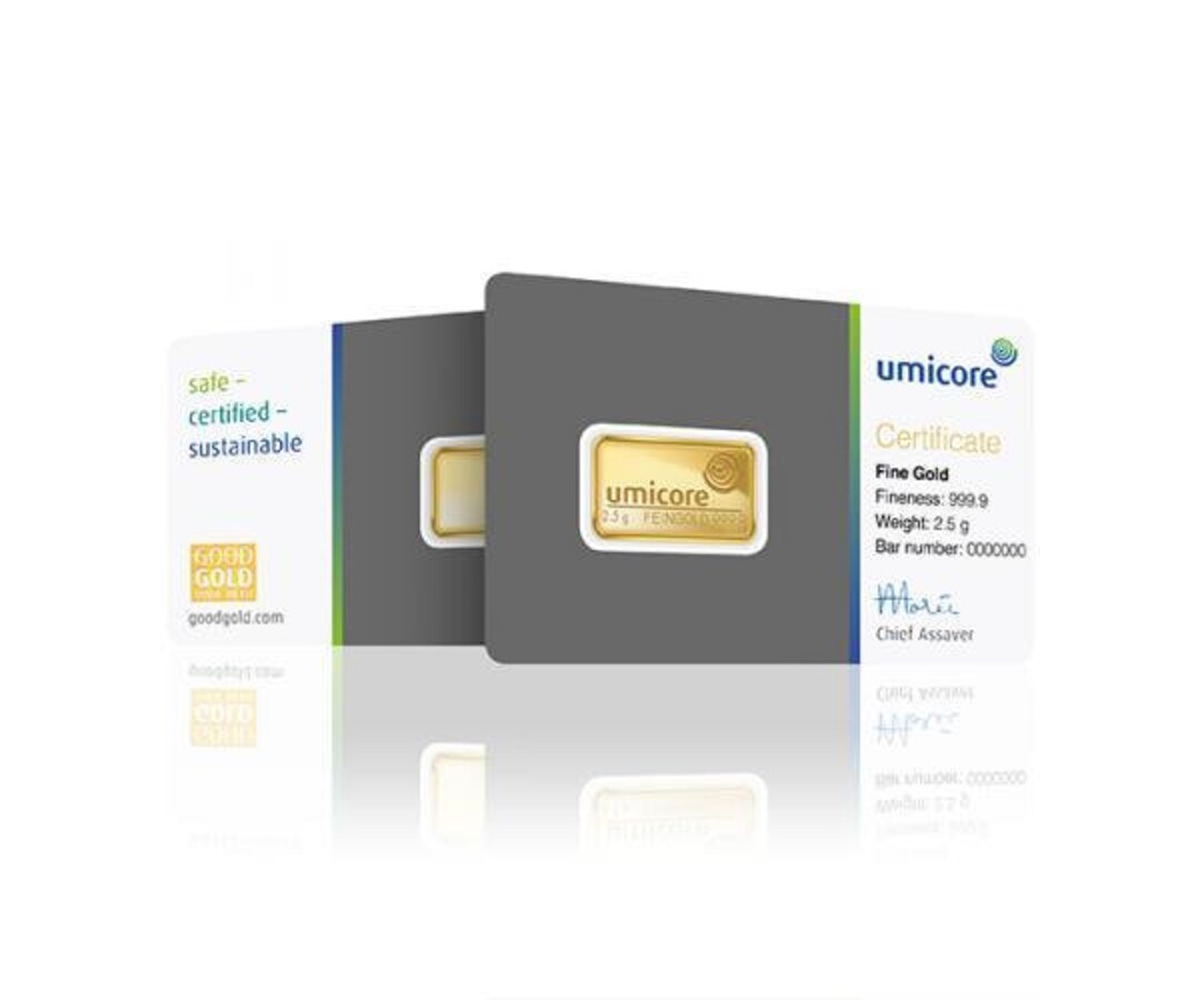 2 5g Umicore Gold Bar Umicore Gold Bar In Assay Card 24K Etsy
