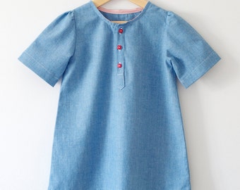 Girl's Dress pdf sewing pattern. The Little Camper Dress. 2 sleeve options