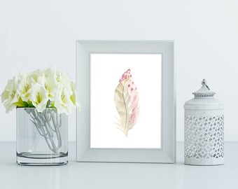 Feather Wall Decor,PRINTABLE ART, Feather Art, Home Decor, Watercolour Feathers,Instant Download