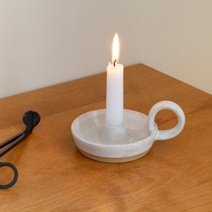 TO ORDER - Satin white candle holder with handle