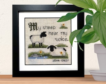 Kreuzstichmuster - Bibelvers XStitch - Meine Schafe hören meine Stimme - Johannes 10:27 - Inspirierender Kreuzstich - Musterhüter *