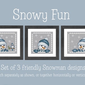 Winter Cross Stitch Pattern - Snow Cross Stitch Pattern - Snowman Cross Stitch Pattern - Blue PDF Download Cross Stitch - Pattern Keeper