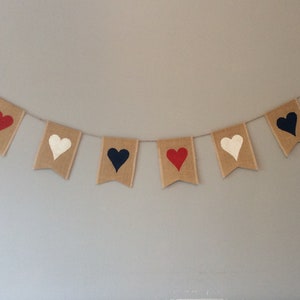 Union Jack Coronation Bunting Kings coronation Celebrations Window Bunting Banner Hearts Hessian Burlap image 4