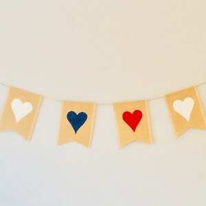 Union Jack Coronation Bunting Kings coronation Celebrations Window Bunting Banner Hearts Hessian Burlap image 3