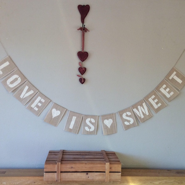 Candy Cart, Love Is Sweet Hessian Bunting Vintage Wedding Banner