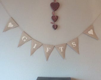 Vintage Wedding Bunting. GIFTS. Hessian burlap Rustic