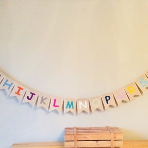 Childrens Alphabet & Colours Bunting Banner. Nursery, Playroom, Bedroom  Educational