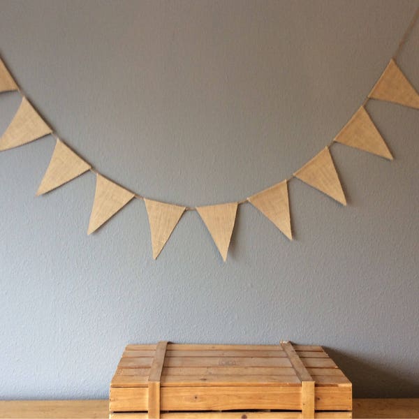 Plain Flag Hessian Bunting For Wedding, Birthday, Party Banner. Vintage Rustic