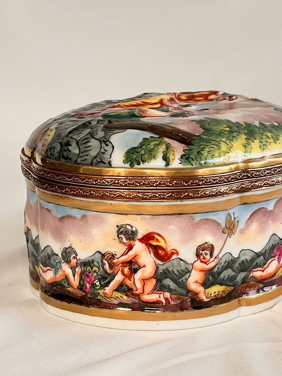 Antique French Jewelry Box Porcelain 19C France L… - image 9