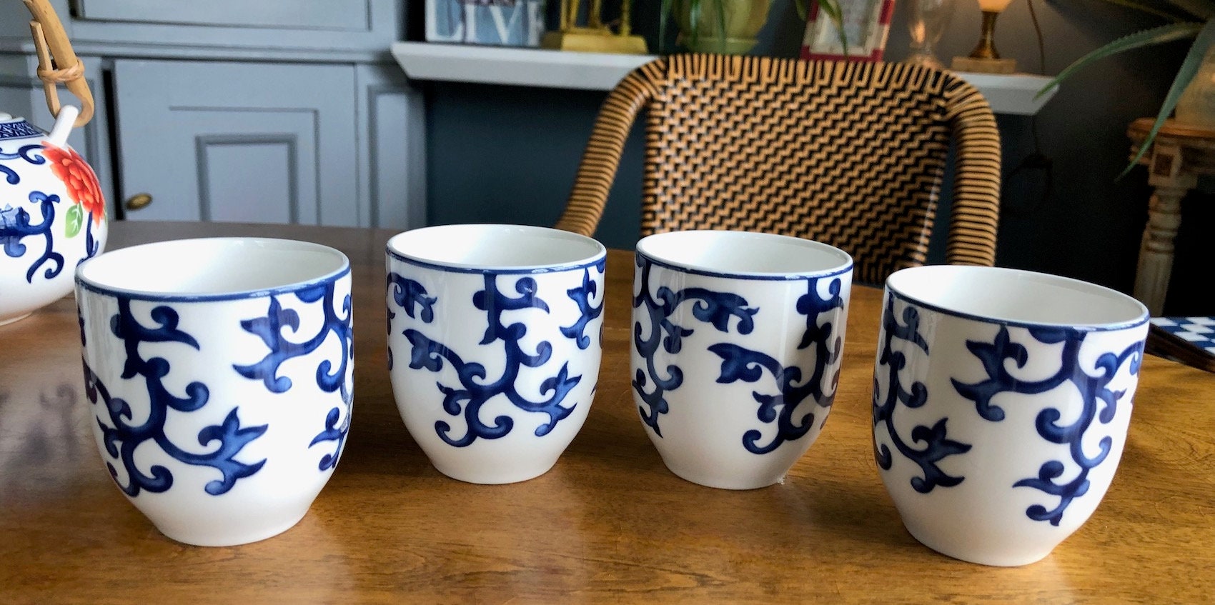 Ralph Lauren MANDARIN BLUE Porcelain Cups set of 4