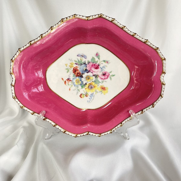 Antique Royal Crown Derby Porcelain Plate Royal Crown Derby Platter Vintage Royal Crown Derby Pink Plate Platter Vintage Royal Crown Derby