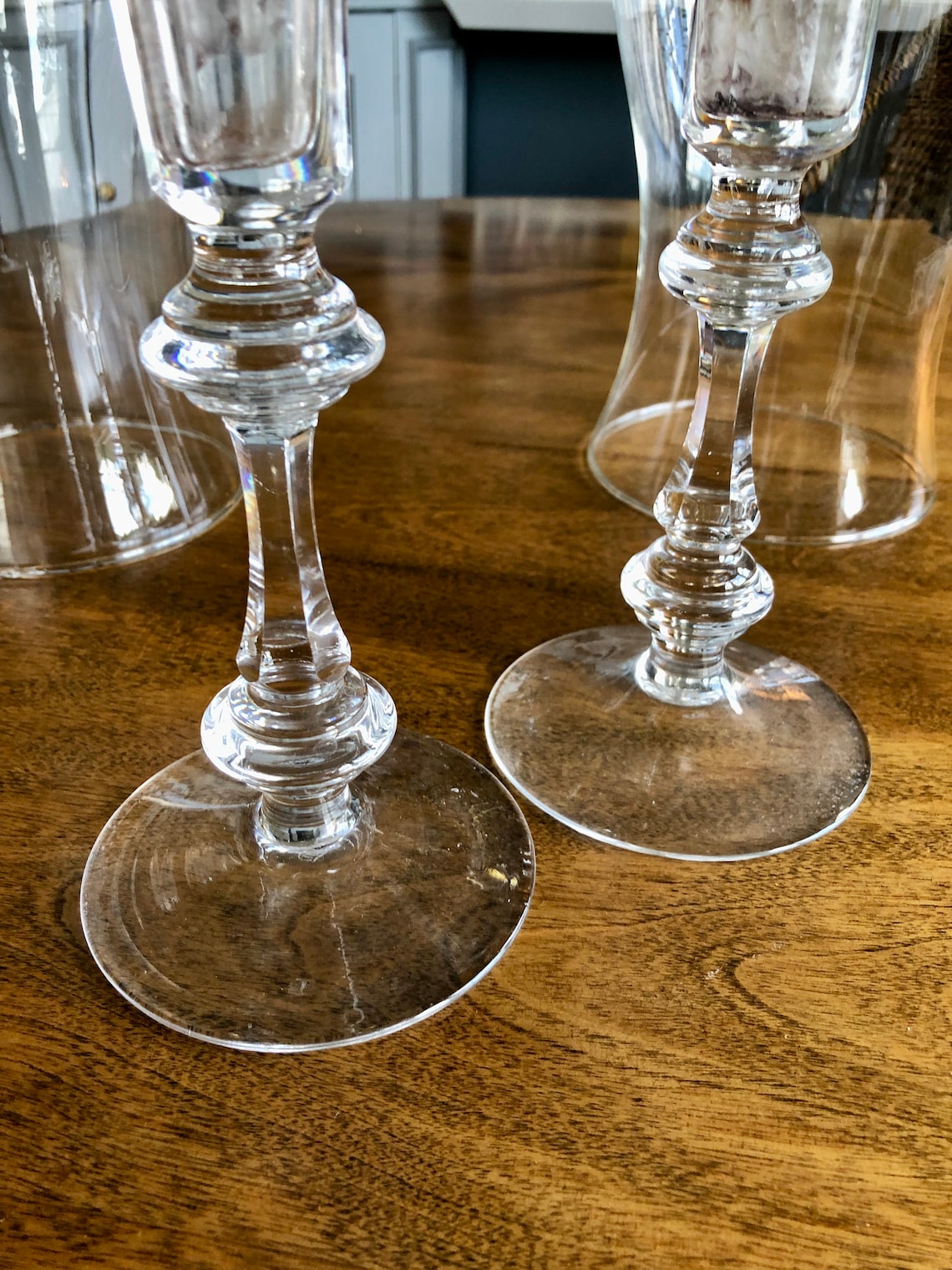 2 Vintage Hurricane Globes w/ Candle Holders 16.5 Large Etsy