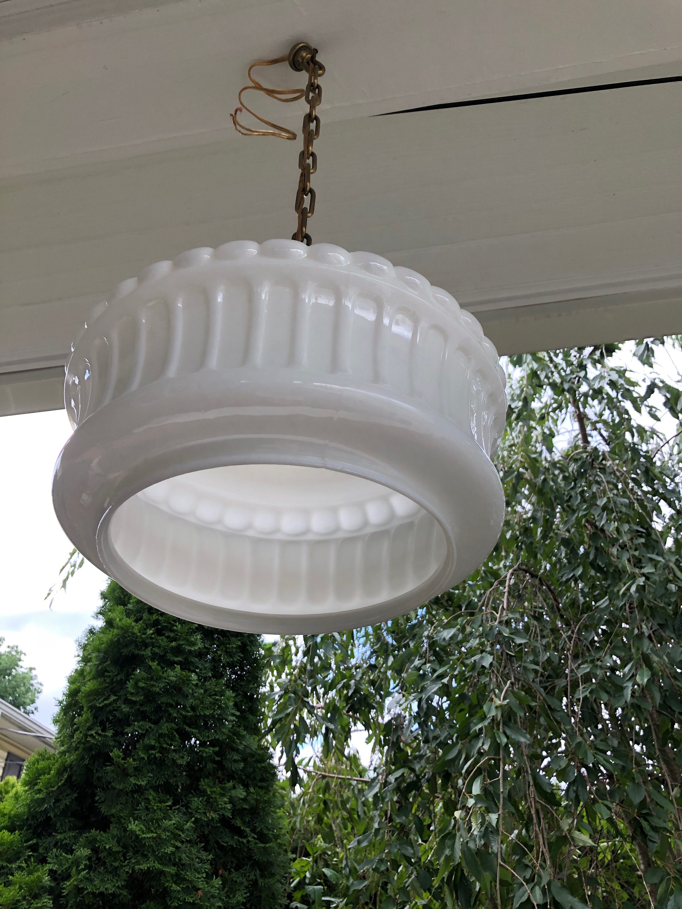 Antique Milk Glass LIGHT FIXTURE Colonial Revival Pendant Milk Etsy
