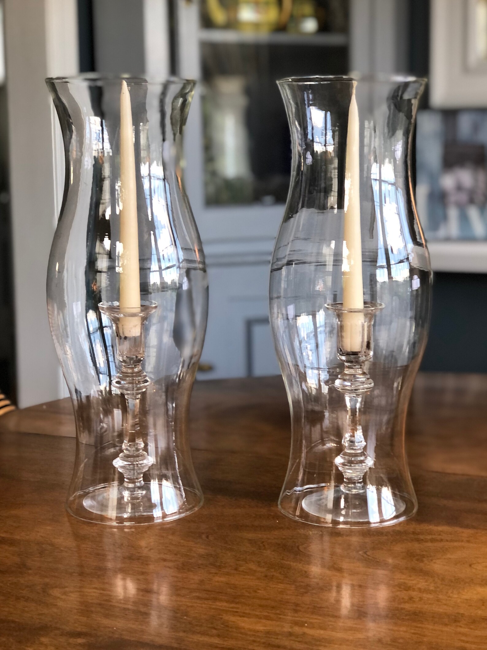 2 Vintage Hurricane Globes w/ Candle Holders 16.5 Large Etsy