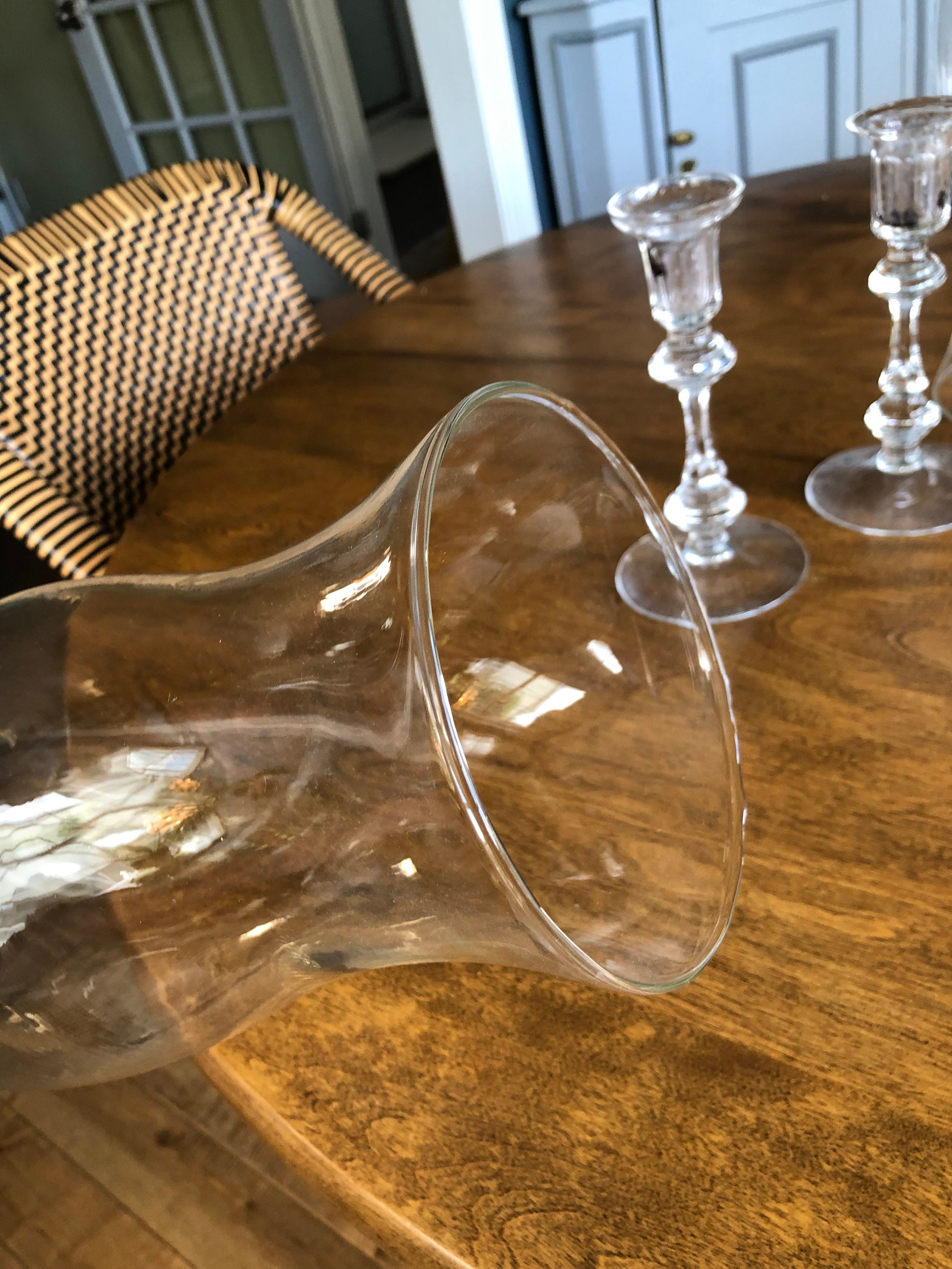 2 Vintage Hurricane Globes w/ Candle Holders 16.5 Large Etsy