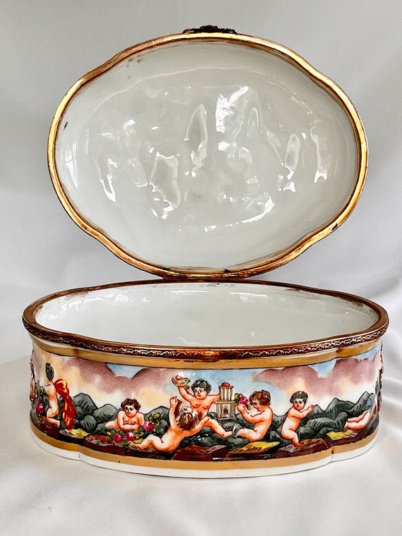 Antique French Jewelry Box Porcelain 19C France L… - image 4