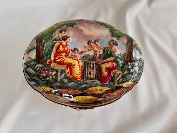 Antique French Jewelry Box Porcelain 19C France L… - image 3