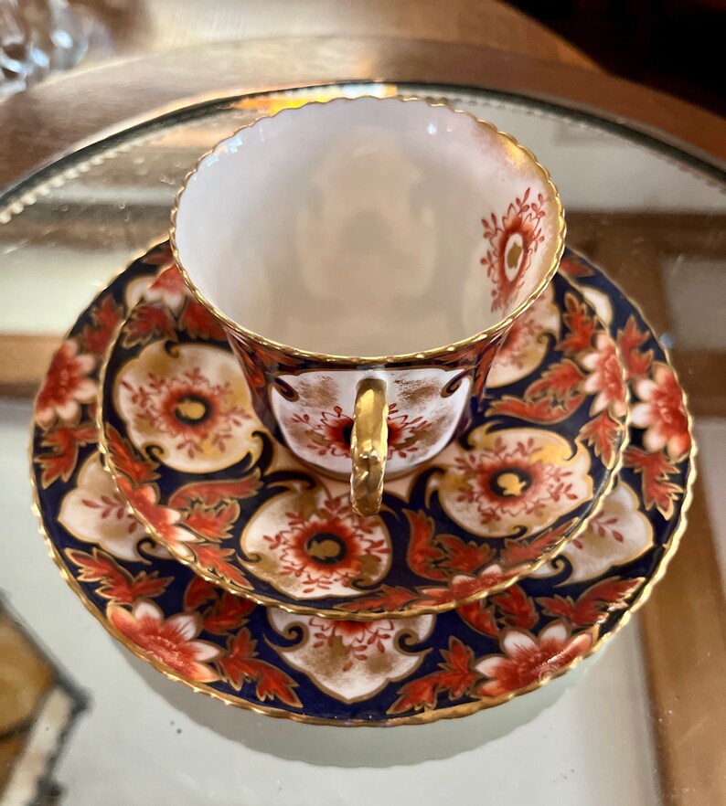 Aynsley Imari Tea Cup Saucer Trio Old Imari Signed 13521 Etsy