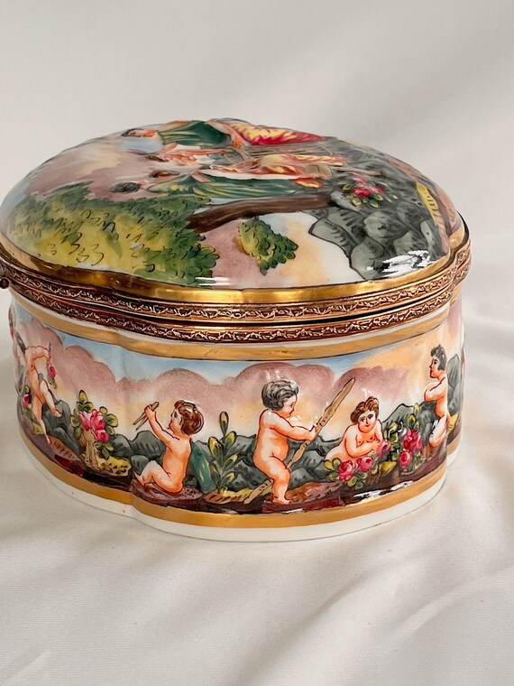 Antique French Jewelry Box Porcelain 19C France L… - image 2