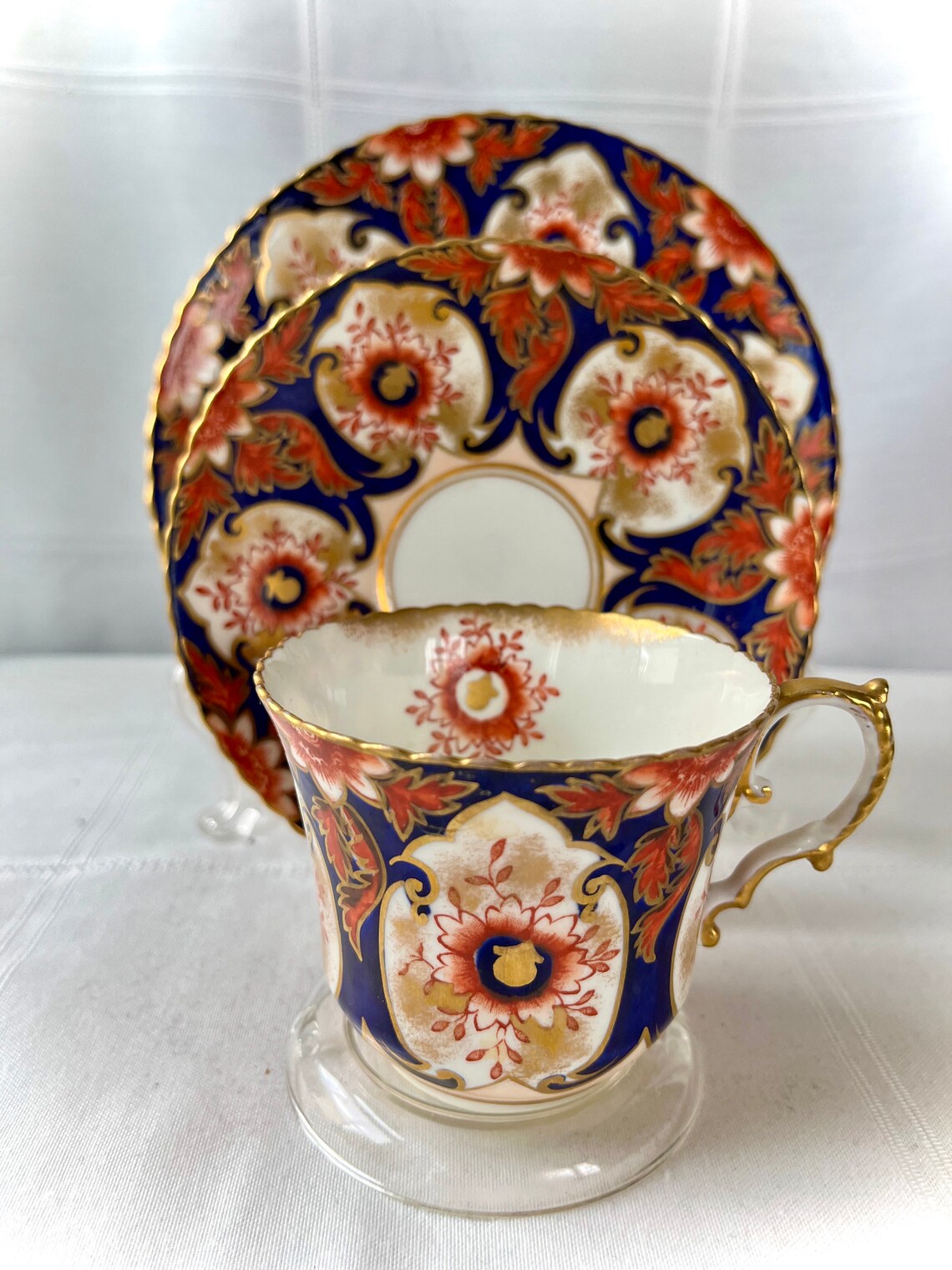 Aynsley Imari Tea Cup Saucer Trio Old Imari Signed 13521 Etsy