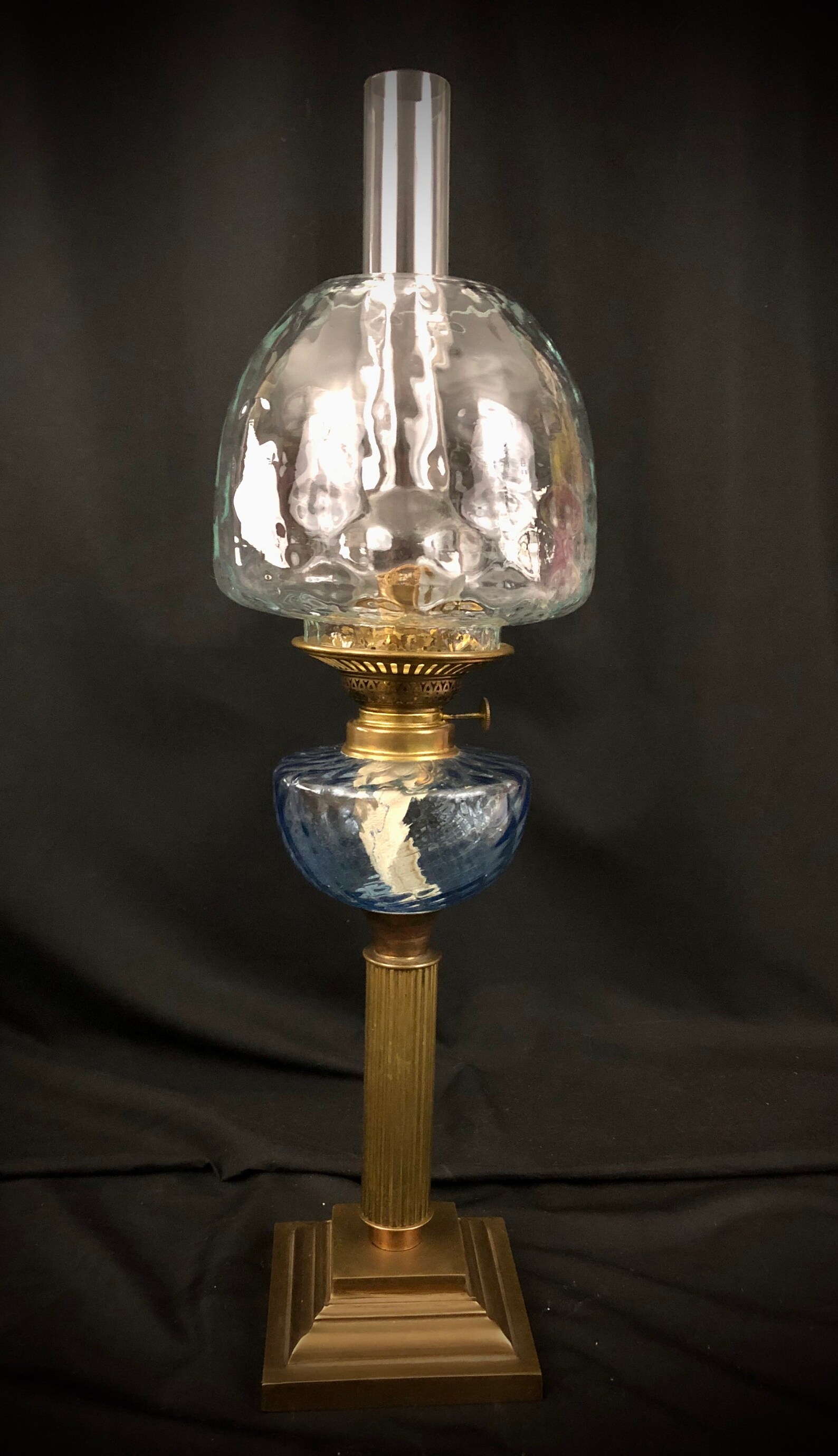 ANTIQUE VICTORIAN Oil Lamp Kosmos Gaudard Oil Lamp Burner Blue Etsy
