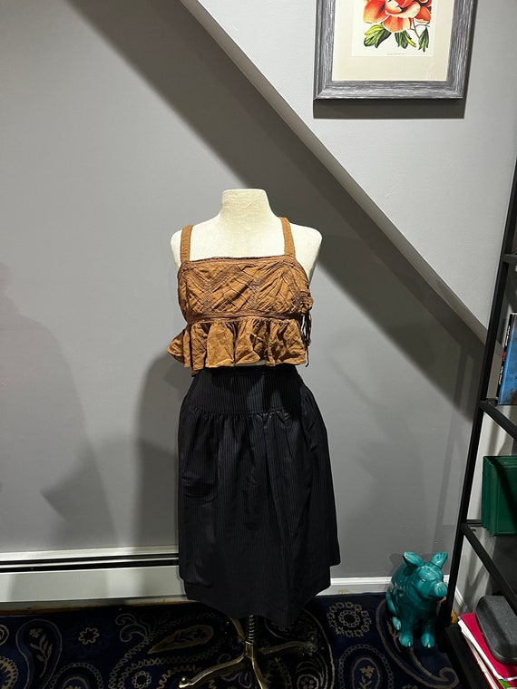 Vintage Albert Nipon blue and brown striped skirt - image 1