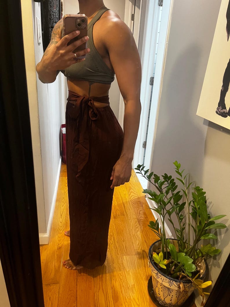 Free People flowy pants with tie at the side image 4