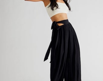 Free People flowy pants with tie at the side