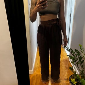 Free People flowy pants with tie at the side image 3