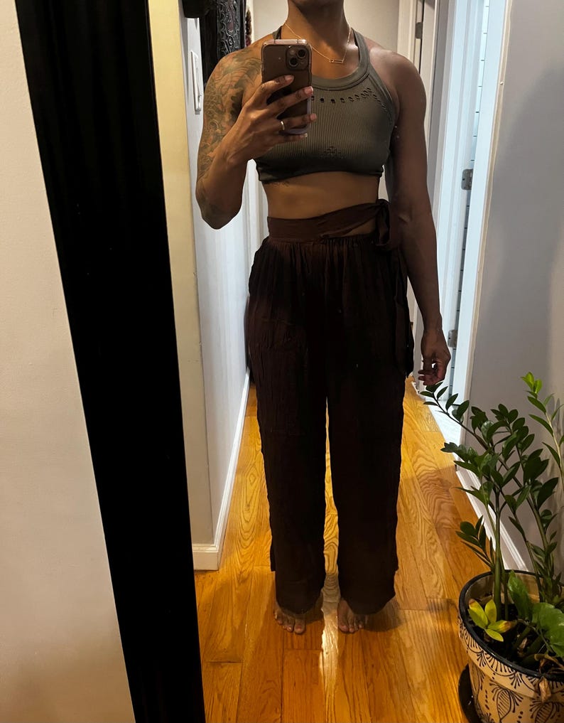 Free People flowy pants with tie at the side image 3