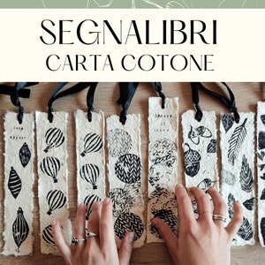 Segnalibro carta cotone stampato a mano