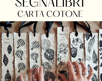 Segnalibro carta cotone stampato a mano