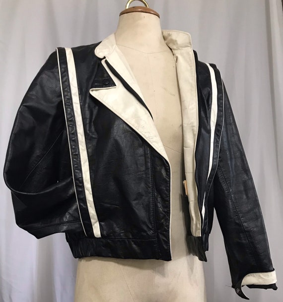 Vintage 80’s black and white leather jacket
