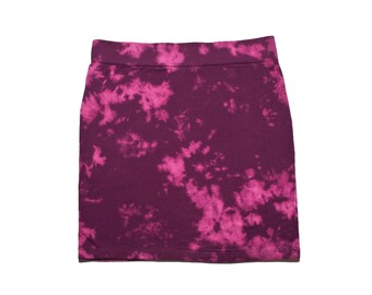 SALE - Vintage Raspberry Bleach-dyed Cotton Mini Skirt - Large