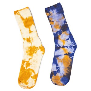2-Pack — Citrus Night Duo – Hand-Dyed Socks •  Orange & Midnight Marble Tie-Dye Set • Color Study Series