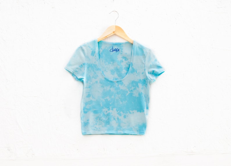 50/% OFF SALE Small Organic Light Blue Tie-Dye Penny Royal Crop Top