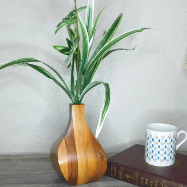 ABSTRACT WOODEN VASE/Scandinavian Style Wood Vase/Mid Century Style Wood Vase