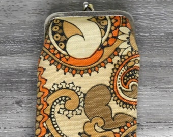 Vintage FABRIC CIGARETTE CASE ~ Paisley Eyeglass Case ~ 1970s