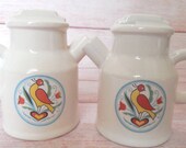 Vintage Lego Salt and Pepper Shakers Distlefink Hex Sign Pennsylvania Dutch Japan RARE