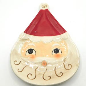 Kitschy Christmas Johanna Parker Santa Plate or Spoon Rest~ Retro Christmas Design