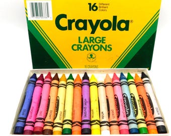 Vintage Crayola Large Crayons 16 Pack ~ 1988  ~ Retired MAIZE ~ Binney & Smith Inc. USA Made