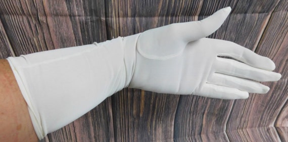 VINTAGE ARIS GLOVES,Long Aris Nylon White Sheer G… - image 2