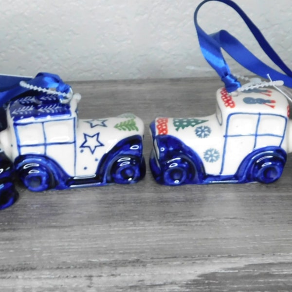 POLISH POTTERY ORNAMENT/Ceramic Holiday Decor Truck/Boleslawiec Pottery/Truck or Car Lover Gift