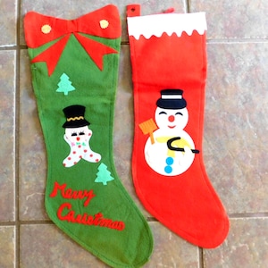 Vintage Felt Christmas Stockings MCM Japan ~ Kitschy Christmas Decor