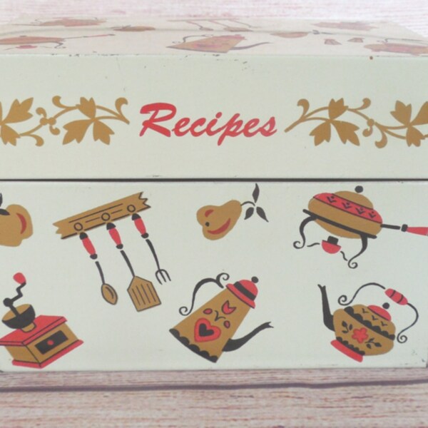 Vintage Recipe Card Box/Ohio Art/Metal/1970s