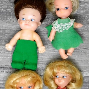 Vintage Uneeda PEE WEE DOLLS Lot of 4 ~ 1960s ~ Mini Play Doll Lot