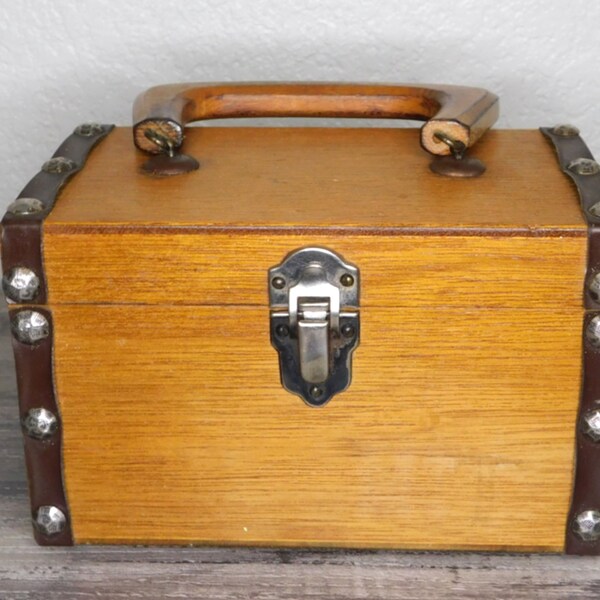 Vintage Roger Van S WOODEN BOX PURSE Japan ~ Wooden Handle Purse ~ 1960s