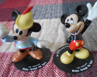 VINTAGE MICKEY MOUSE Figurines/Mickey Mouse through the Years/Porcelain Mickey Mouse Figurine/Brave Little Tailor/Mickey Mouse/2 Pieces