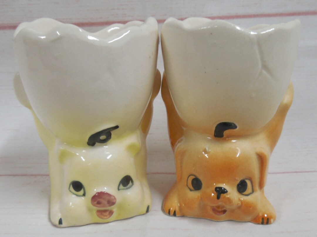VINTAGE EGG Cups/animal Egg Cups/egg Holders/dog and Pig/made Etsy