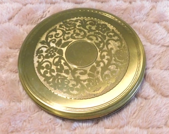 Vintage Brass or Gold Toned Large Compact Mirror 1940s ESTATE FIND!